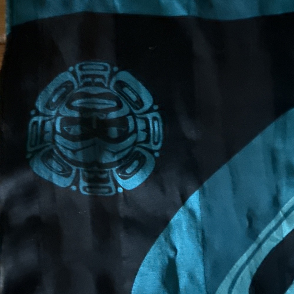 Authentic Rocky Mountaineer Klatle-Bhi Pure Silk Scarf Moon Mask Native Art 1462 - Picture 5 of 5